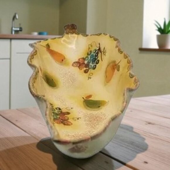 Italy Hand Painted for Neiman Marcus Fruit Centerpiece Bowl - Picture 3 of 14